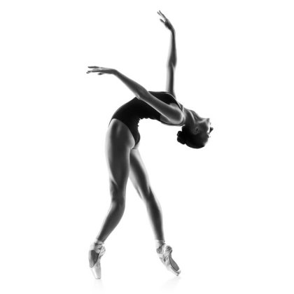beautiful woman ballet dancer isolated on studio white background